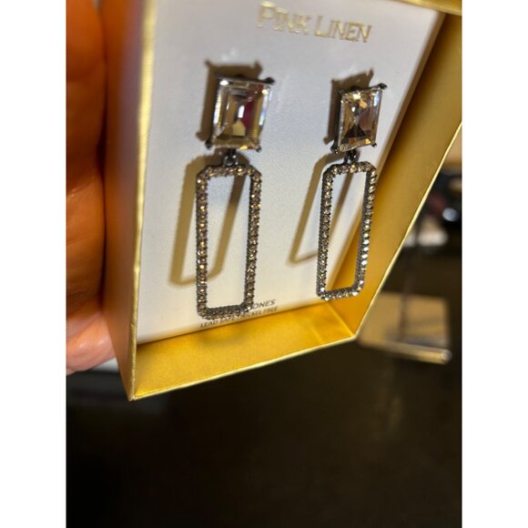 Pink Linen Glass Stone Earrings Lead Safe Nickel Free Elegant Dangle Design - Picture 3 of 5